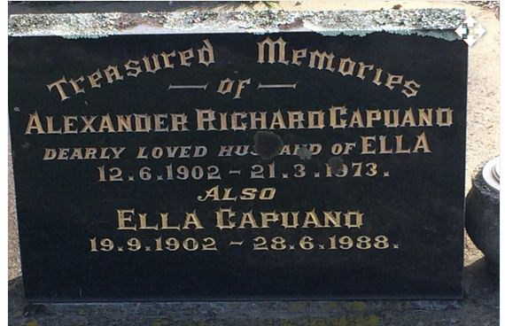Photo of headstones/Ella Capuano nee McLennan d1988 hdstn Creswick cem